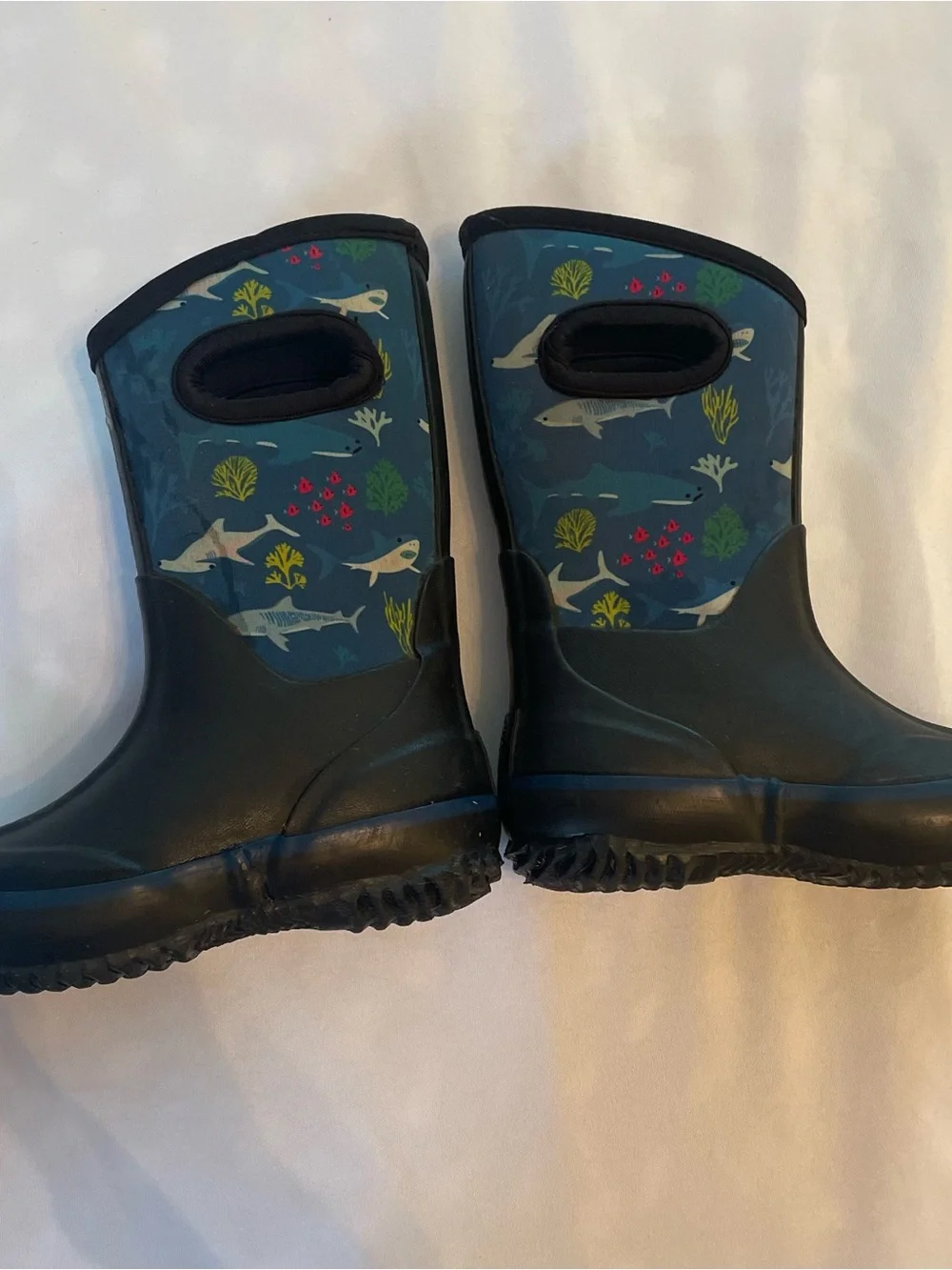 Lone Cone Waterproof Kids Shark Neoprene Mud Boots - Blue/Black, Size 6